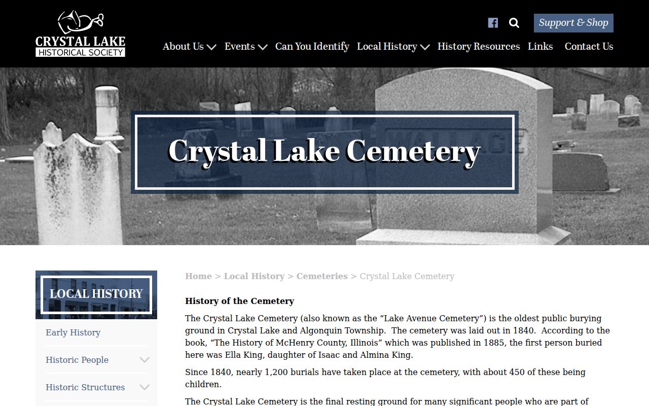Crystal Lake cemetery research collection used with city directories