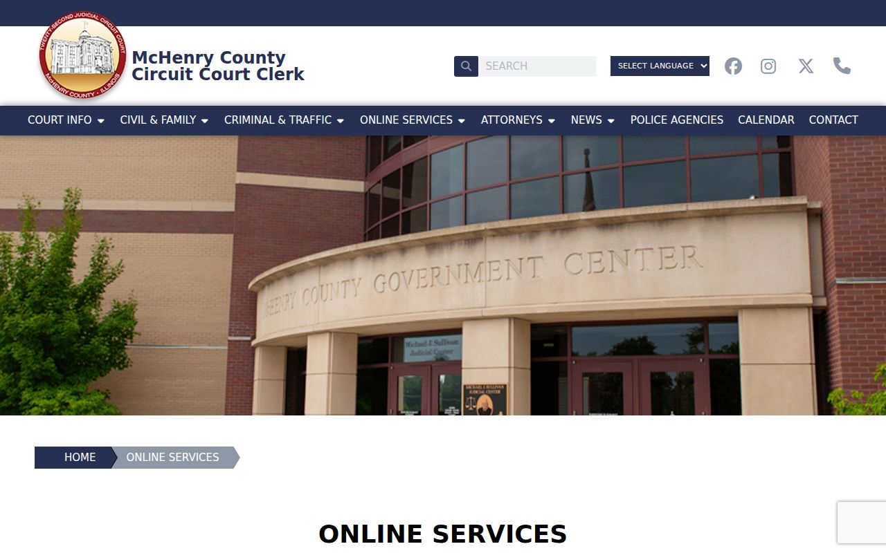 McHenry Circuit Clerk online services for Crystal Lake court records