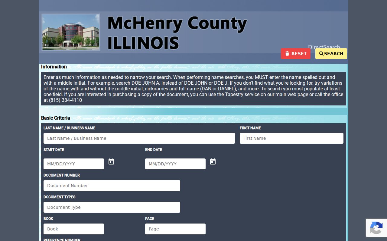 Crystal Lake street directory free Recorder deed index